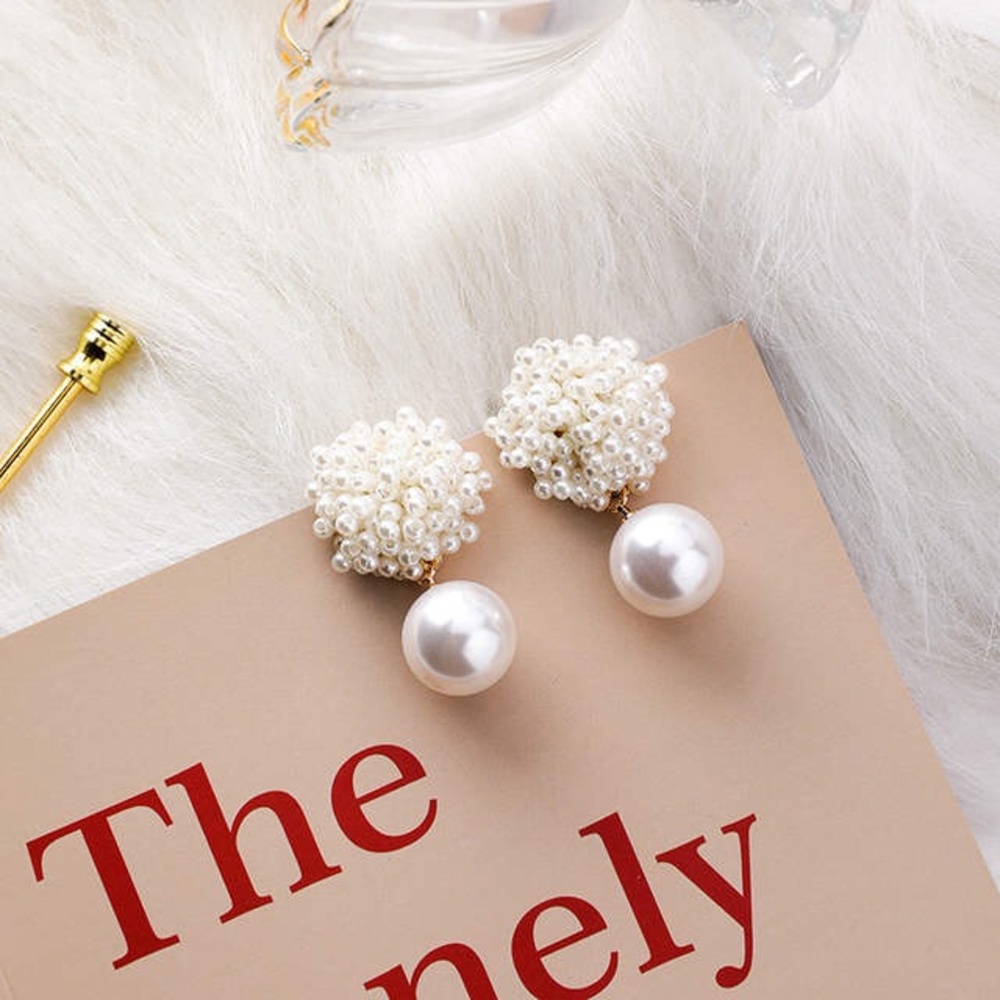 Beads and pearl earrings